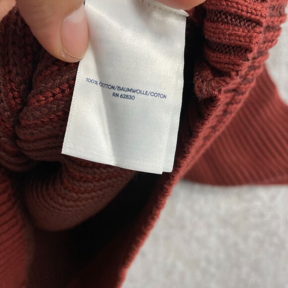 NEW Lands' End Drifter Men's L Ribbed Cotton Zip up Mock Sweater Rust Red - Picture 8 of 13